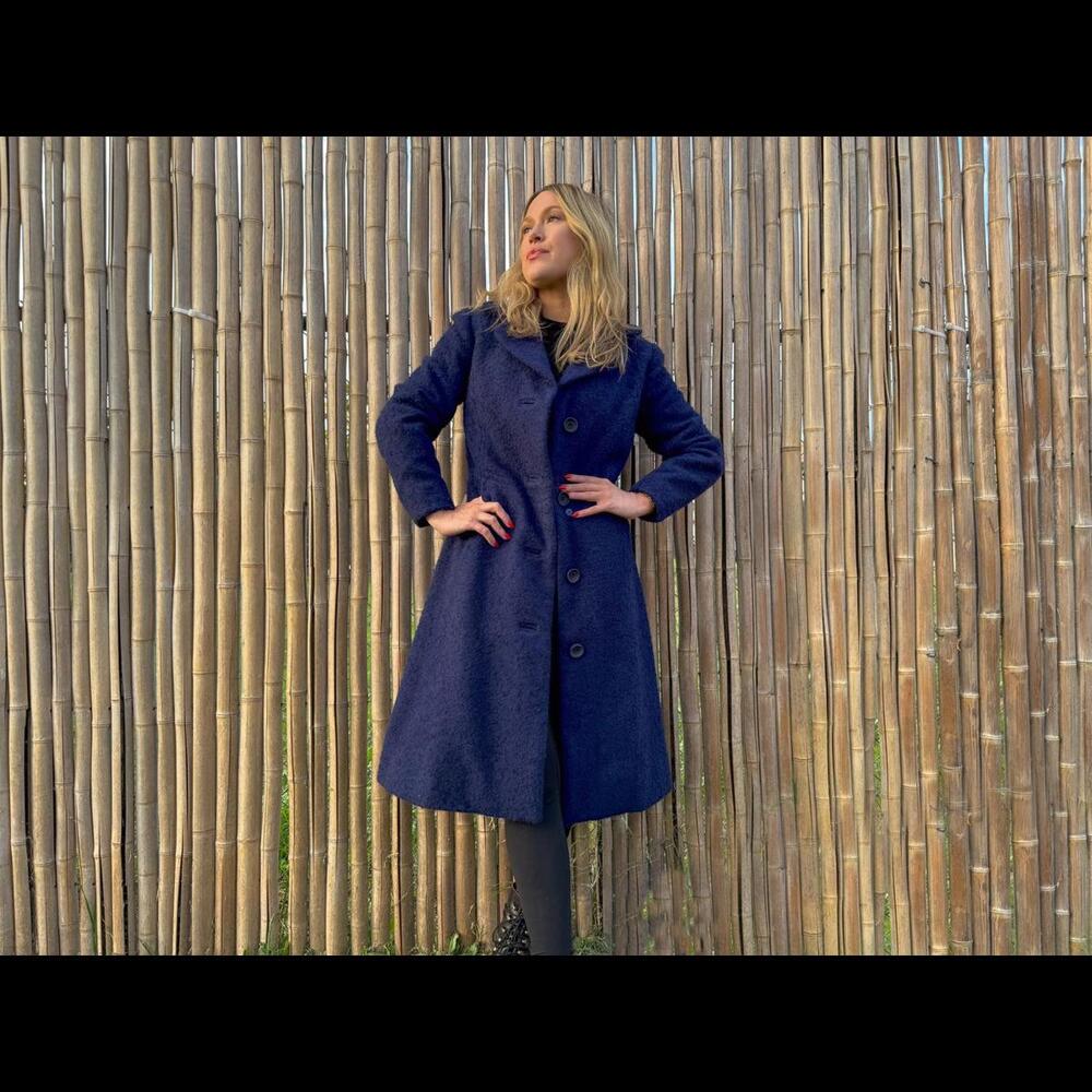 Vintage 70's Dark Blue Navy Coat Jacket with button closure